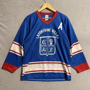Vintage Rare CCM Lafontaine Villas Hockey Jersey Blue Woodley #16 Men’s Medium